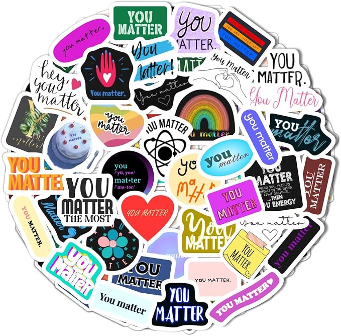 100Pcs You Matter Stickers for Water Bottle and Laptop - Encouragement Party Supplies & Decorations, Waterproof Vinyl Positive Decals, Inspirational Stickers Laptop Decals, Gifts for Women & Men