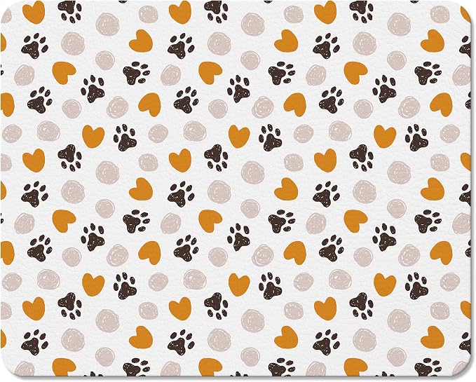 Dog Decor Dish Drying Mats for Kitchen Counter, Dog Lover Gifts, Cute Puppy Paw Print Absorbent Reversible Coffee Bar Mat Drying Pad for Kitchen Decor, 12x15 Inch