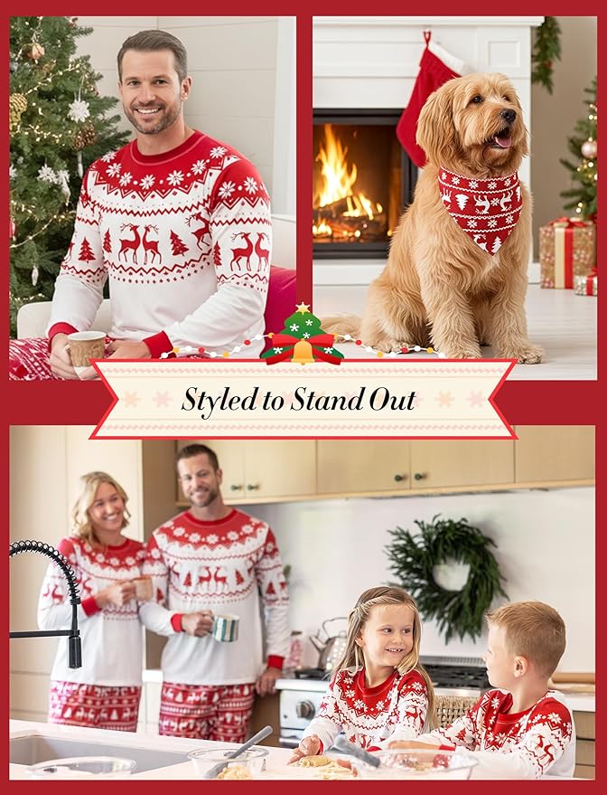 PATPAT Christmas Family Matching Pajama Sets Includes Christmas Socks - Perfect for Family Photos & Holiday Celebrations