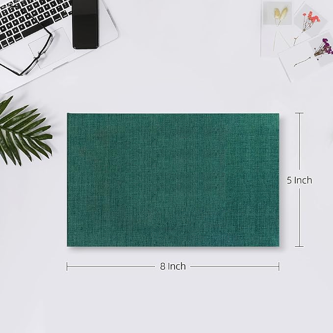 Mublalbum Small Photo Album 4x6 100 Photos Linen Cover Picture Book with Horizontal Pockets for Family Wedding Baby and Anniversary (Dark Green)