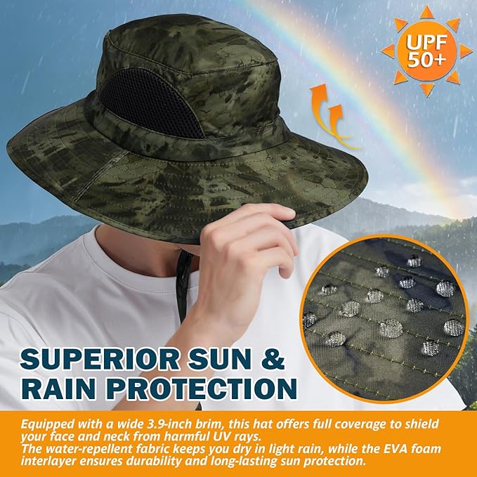 EINSKEY Wide Brim Sun Hat, UPF 50+ UV Protection Waterproof Packable Bucket Hat for Men & Women, Fishing Hiking Beach Garden