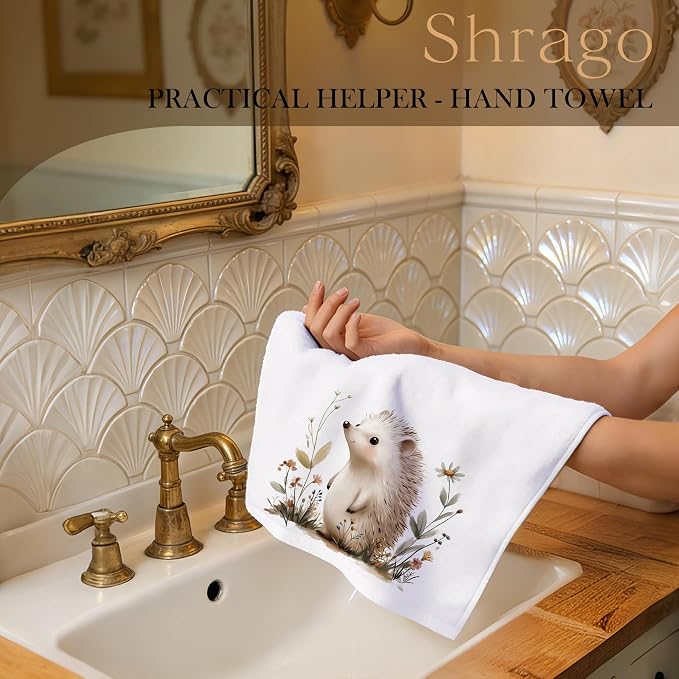 Hedgehog Gifts Kitchen Towels–Upgraded Fabric, Hedgehog Gifts for Women Dish Tea Towels for Kitchen, Cute Wild Animal Floral Botanical Decorative Hand Towel for Kids Bathroom Decor, 16x24 Inch