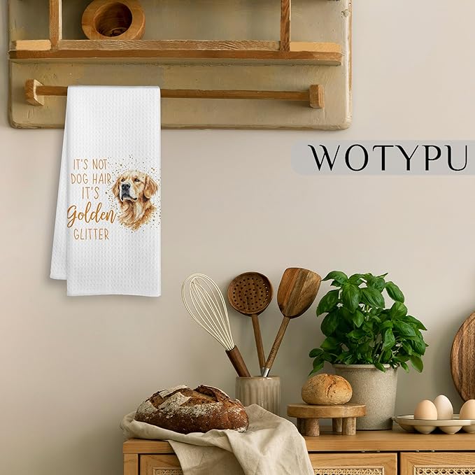 Funny Golden Retriever Gifts Kitchen Towels, Gifts for Golden Retriever Lovers, Dog Lovers Gifts Dish Tea Towels, It's Not Dog Hair Decorative Hand Towel for Bathroom, 16x24 Inch