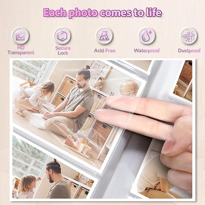 Photo Album 4x6 with 600 Pockets,Slip-in Picture Albums,Linen Cover Memory Book with Front Window,White Page Vertical Photo Book for Wedding,Family,Anniversare,Baby,Vacation