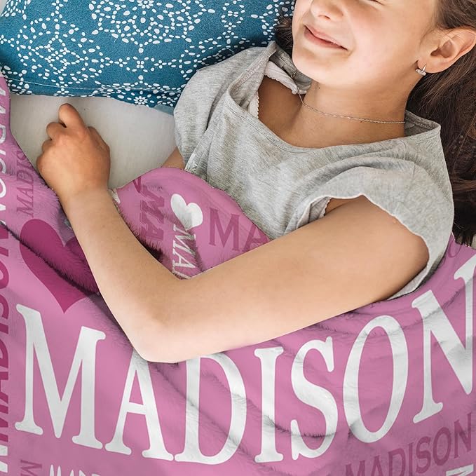 Ships Next Day- Custom Blanket with Name, Personalized Kids Throw Blankets, Teen Girl Gifts Trendy Stuff, Christmas Birthday Gifts for Boys Girls