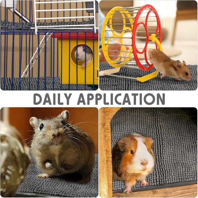 Amylove 4 Pcs Guinea Pig Cage Liner 47 x 24 Inch Washable Chenille Pee Pads Pet Dog Cat Bedding Training Mat Reusable for Small Animals Puppy Bunny Hamster Chinchilla