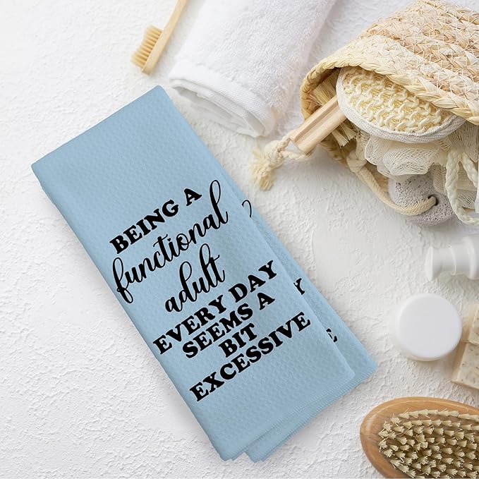 Funny Sarcastic Adult Blue Dish Towels 16x24 Inches, Decorative Absorbent Hand Tea Kitchen Bathroom Towels