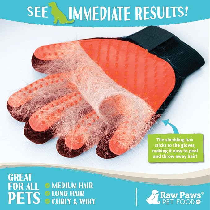 Raw Paws Grooming Gloves, 2 ct - Soft-Tip Pet Gloves for Dogs, Cats & Horses - Deshedding and Grooming Solution | Cat Brush Glove - Dog Washing Gloves - For Pet Bathing, Shampooing & Scrubbing - Dog Wash Mitt - Horse & Small Pet