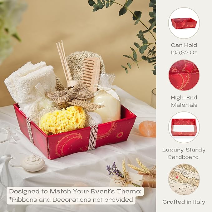 Set of 5 Empty Baskets for Gifts - Gift Baskets Empty to Fill Ideal for Christmas Gifts and Valentines Presents - 9" x 6.69" x 3.14" Red Universe