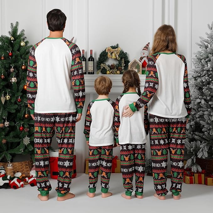 PYAEAS Matching Family Pajamas Sets Christmas PJ's Jammies Holiday Sleepwear Loungewear for Adult Women Men Xmas Outfits