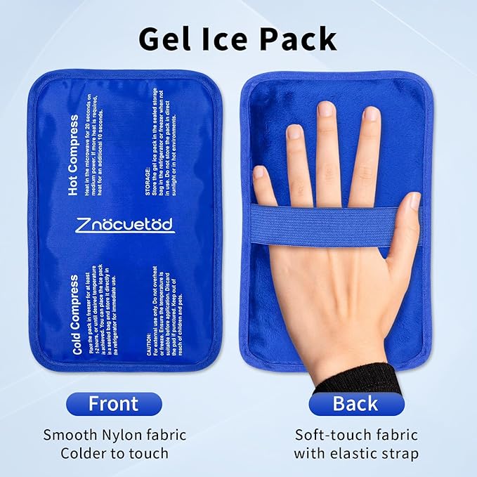 Gel Ice Pack for Injuries Reusable Soft Freezer Ice Bag with Strap- Hot Cold Compress Packs for Swelling Bruises Surgery Knee Shoulder Foot Back Ankle Neck Elbow Wisdom Tooth-1 Pack