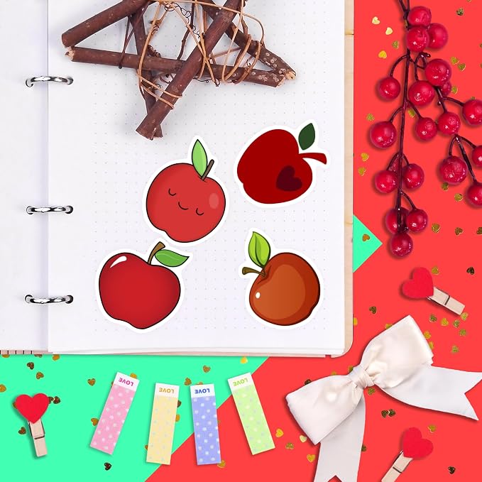 100Pcs Apple Stickers for Water Bottle and Laptop - Apple Party Supplies & Decorations, Waterproof Vinyl Decals, Fruit and Fun Stickers, Gifts for Women & Men