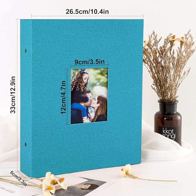 Ywlake Photo Album 4x6 400 Pockets, Linen Photo Albums Holds 400 Vertical Pictures Only Teal