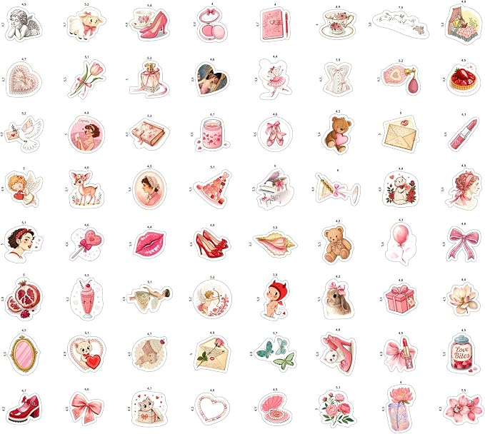 100Pcs Coquette Stickers and Decals for Laptop - Pink Aethetic Stickers for Water Bottle - Coquette Gifts - Gift for Women & Men