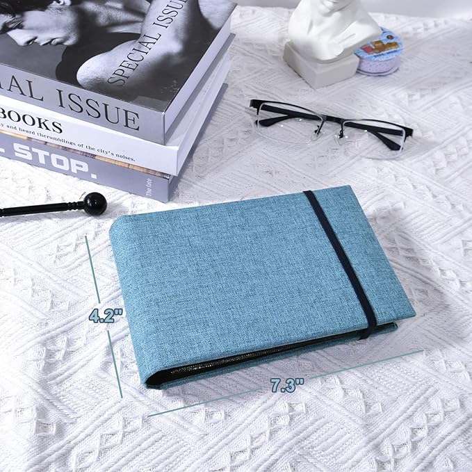 2PACK 4x6 Photo Album, 4x6 100 Pockets Linen Cover Photobook Small Capacity Pictures Book Easy to Classify and Portable for Wedding Family Baby Vacation (Blue)