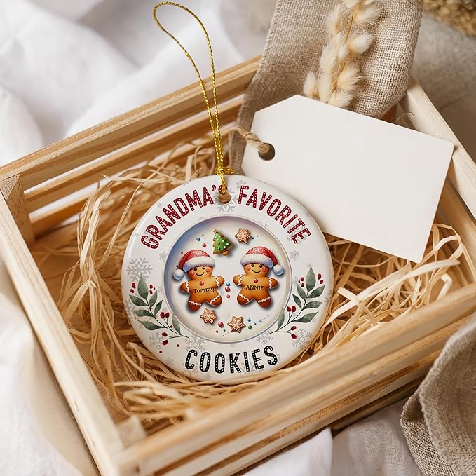 Personalized Christmas Ornaments 2025 for Family of 2, Custom Gingerbread Man Christmas Ornament with Names, New for Parents & Kids, Xmas Tree Decor