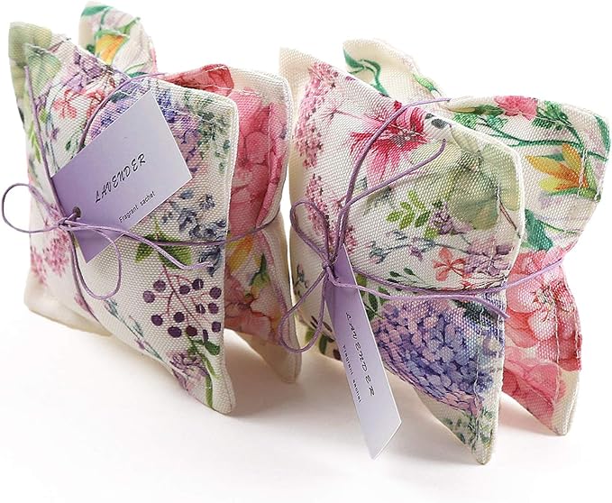 AUCUDA Thanksgiving 4 Packs Lavender Scented Sachets Bags for Drawers and Closets, Autumn Long-Lasting Fragrance Packets Mesh Pillow for Fall, Winter, Farmhouse, Bedroom, Handcrafted Potpourri Dried.