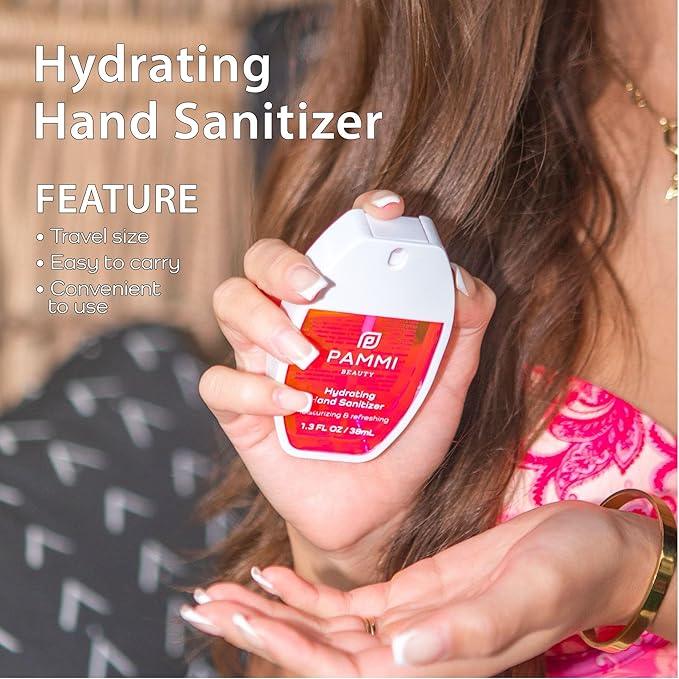 PAMMI Power Mist Hydrating Hand Sanitizer Spray, Portable Travel Size Pocket Hand Sanitizer, Scented Handsanitizer Mini Spray For Car - 600 Sprays (2 Packs (Raspberry Lychee, Strawberry Watermelon))