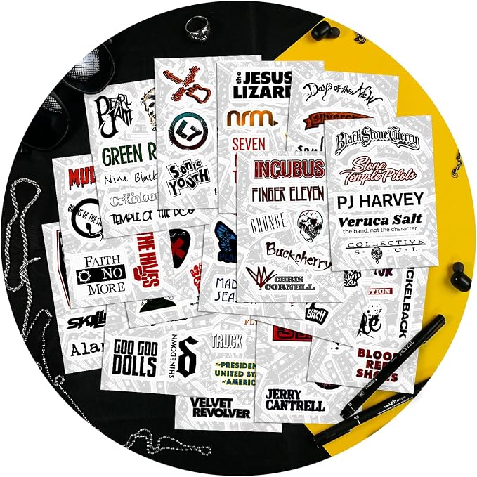 100Pcs Grunge Stickers, 90's Grunge Music, Rock Stickers, Rock Band Decals, Music Gifts for Men and Women