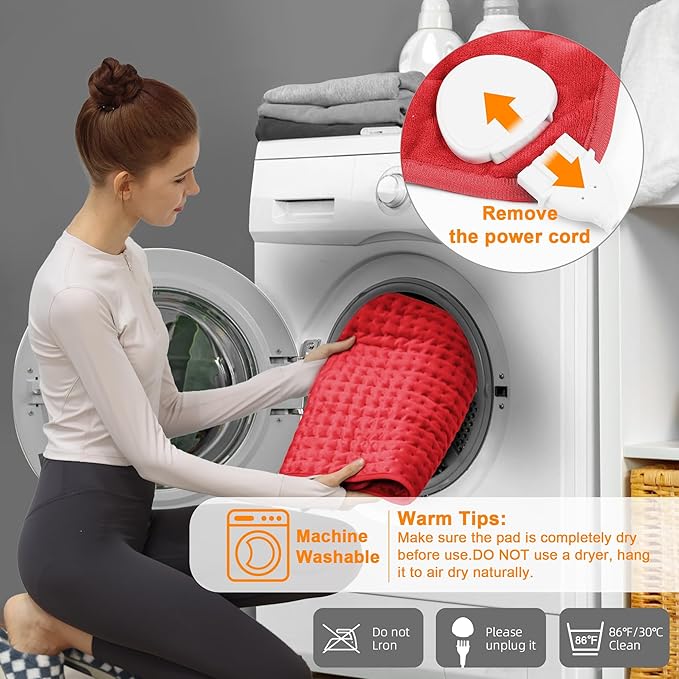 Deepsoon Heating Pad,Electric Heating Pads for Back,Neck,Abdomen,Moist Heating Pad for Shoulder,Knee,Arms,Legs,Dry/Moist Heat & Auto Shut Off,Christmas Gifts for Men and Women,Red,24x12 Inch