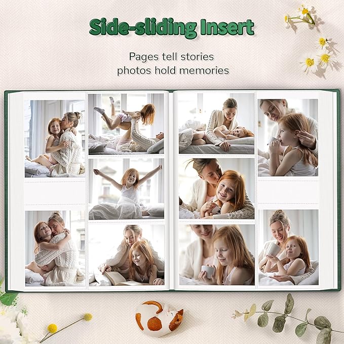 Photo Album 4x6 with 600 Pockets,Slip-in Picture Albums,Linen Cover Memory Book with Front Window,White Page Vertical Photo Book for Wedding,Family,Anniversare,Baby,Vacation