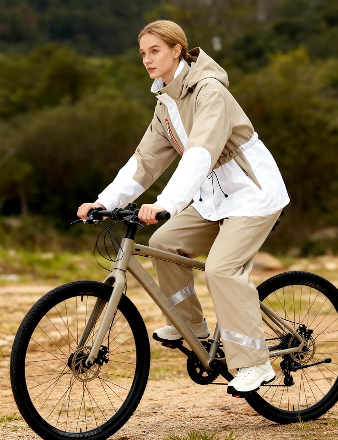 Rain Suit for Women Waterproof Hooded Rain Gear Rain Jacket and Pants 2 Piece Breathable Rain Coat Outdoor