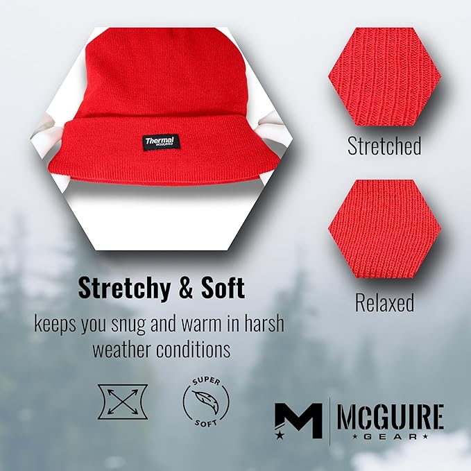 McGuire Gear Thermal Insulated Beanie, Water Resistant Watch Cap with 40 Gram Insulation, Lightweight Warm Winter Hat