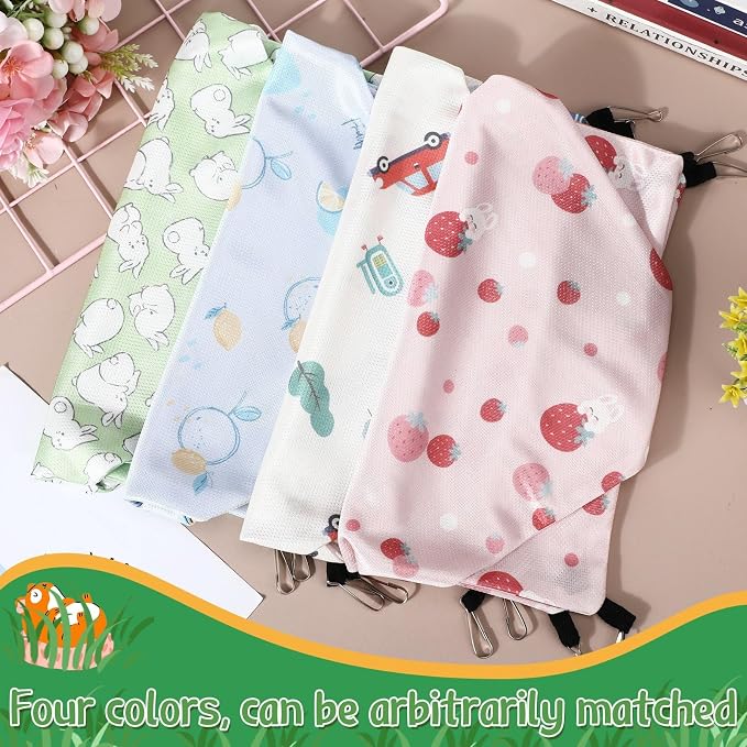 Nuogo 4 Pcs Guinea Pig Rat Hammock for Cage, Pale Color, Summer | Ferret Hanging Hammock, Double Sided, Guinea Pig Accessories for Small Animals, Squirrel, Chinchilla, Parrot, Sugar Glider
