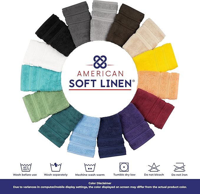 American Soft Linen Luxury Hand Towels for Bathroom, 600 GSM 100% Cotton Turkish 4 Piece Hand Towel Set, 600 GSM Hand Face Towels for Kitchen, Purple Hand Towels