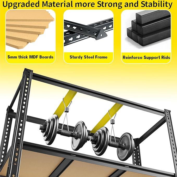 48" W Garage Shelving Heavy Duty 2800LBS Garage Storage Shelves, 5 Tier Adjustable Metal Shelving Unit Utility Rack Shelf for Warehouse, Pantry, Closet, Kitchen 72" H x 48" W x 18" D, Black,Gifts