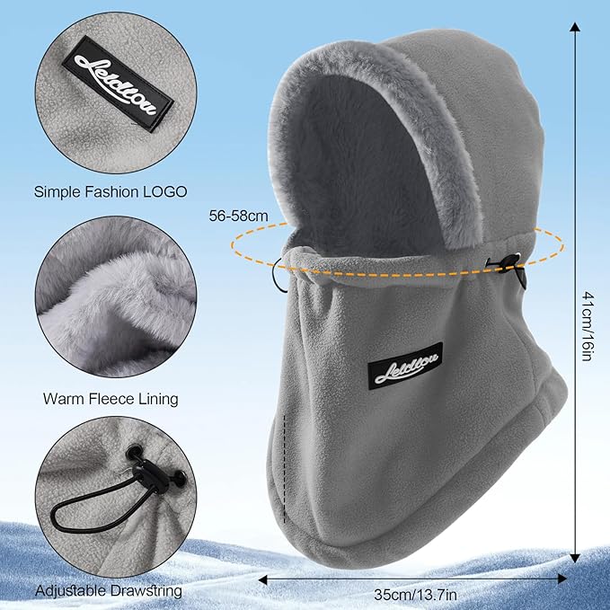 Balaclava Ski Mask for Women Winter Fleece Windproof Face Mask Neck Warmer Scarf Helmet Hood Outdoor