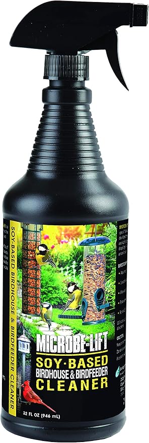 Microbe-Lift Soy-Based Bird Feeder & Bird Bath Cleaner Spray – 32 Oz – Safe Cleaning Solution for Birdhouses, Feeders, & Baths – Deodorizer & Non-Toxic Spray for Birds
