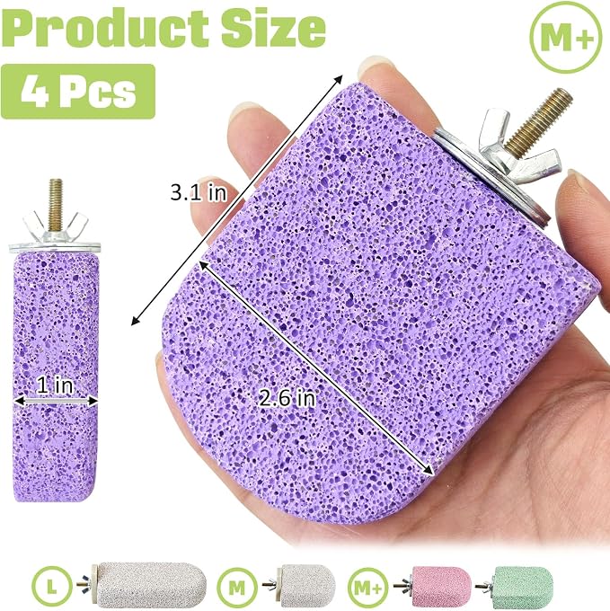 BNOSDM 4 Pcs Purple Bird Beak Grinding Stone Calcium Parrot Perch 3.1*2.6in | Natural Volcanic Lava Stone, Mineral Block, Birds cage platform for Parakeets Cockatiels Conures,Biting Toys for Small Bird