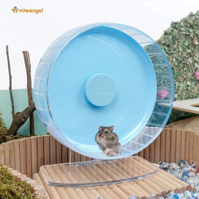 Niteangel Super-Silent Hamster Exercise Wheels: Quiet 10 inch Running Wheel | Can 10.6-13.4" Adjustable Height - No Bend Back Spinner Running for Dwarf Syrian Hamster Gerbils Mice Or Other Small Animal