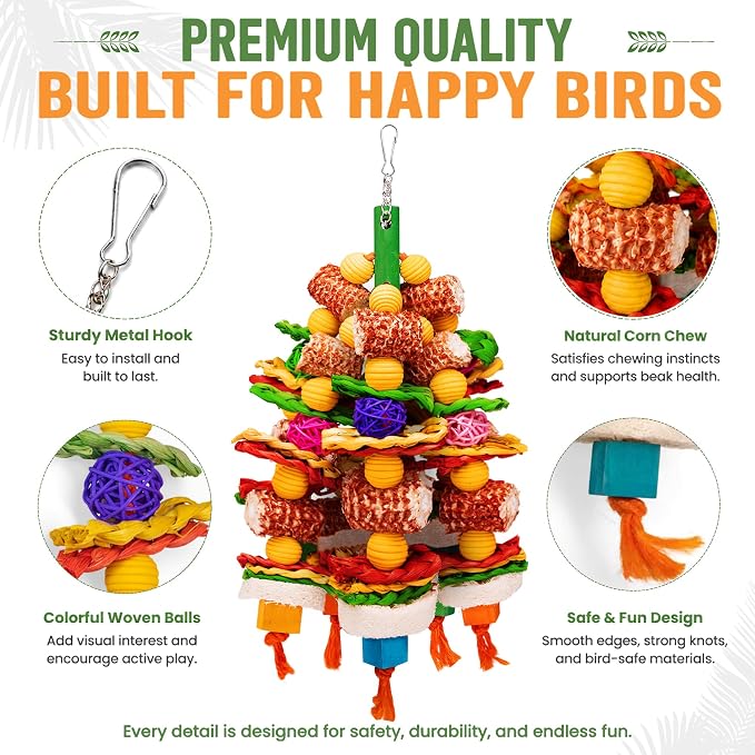Bird Toys Natural Corn Cob Loofah Chew Toys for Small Medium Parrots | Bird Chew Toys,Cage Accessories,Natural Corn Cob Loofah Slices,for Cockatiels Lovebirds Small&Medium Parrots,Keep Bird Active