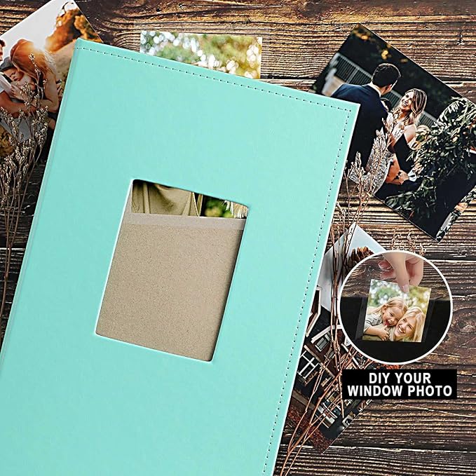Ywlake Photo Album 4x6 300 Pockets, Leather Photo Albums Holds 300 Horizontal Only Pictures Teal