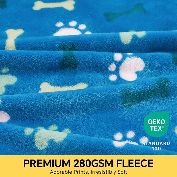 Luciphia 3 Pack Cute Dog Blankets Soft Fleece for Small Puppy Cat,23"x16" | Fuzzy Flannel Small Pet Blanket Washable, Cute Paw Print for Crate Car Bed. Puppy Essential,Cat Stuff Gifts,Small