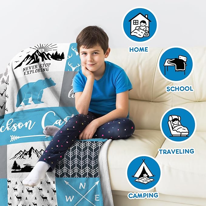 Ships Next Day- Custom Blanket with Name, Personalized Kids Throw Blankets, Teen Girl Gifts Trendy Stuff, Christmas Birthday Gifts for Boys Girls