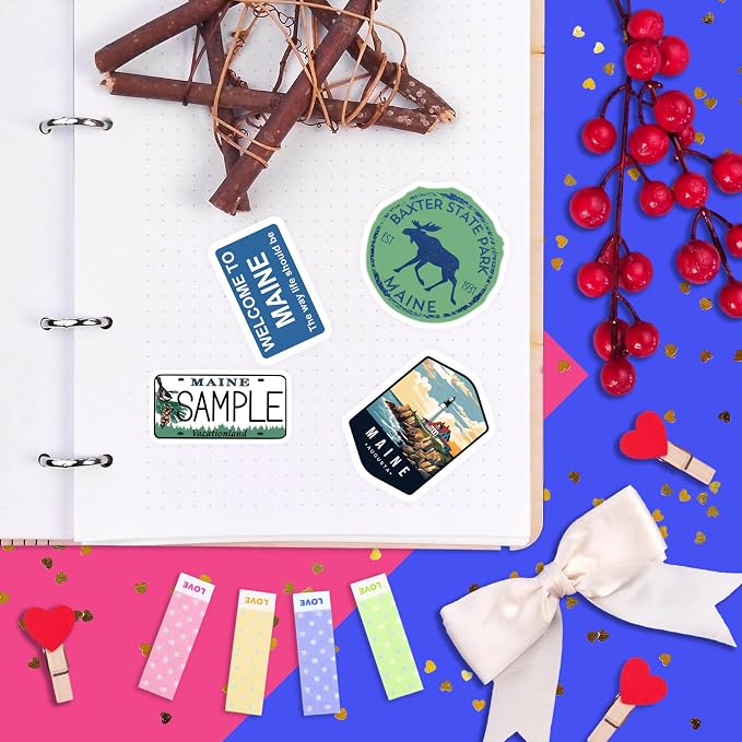 100Pcs Maine Stickers for Water Bottle and Laptop - State Souvenirs, Decorations & Gifts, Waterproof Vinyl Decals, Gifts for Women & Men