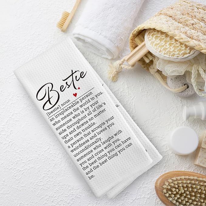 Bestie Sister Gifts Kitchen Towels Dish Towel 16x24 Inches, Bestie Friends Birthday Gifts for Besties Women Best Friends Sister BFF Female Absorbent Dishcloths Tea Towels for Kitchen Decor