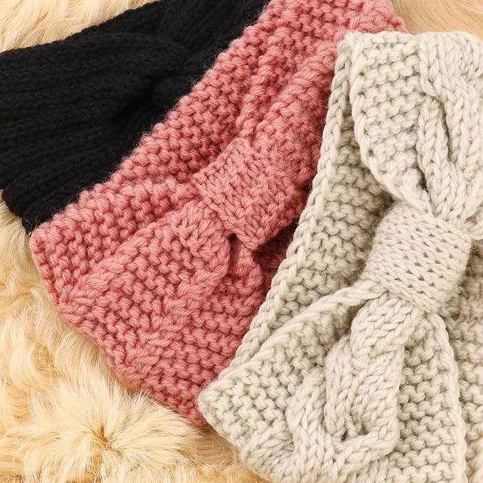 DRESHOW Winter Knit Chunky Headbands for Women Crochet Turban Knitted Ear Warmer Fashion Head Wrap 6 Pack