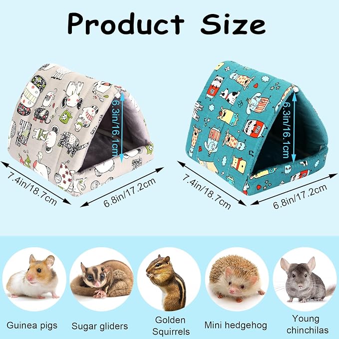 UPINS 2 Pack Guinea Pig Hideout, Washable Small Animal House Bed | Guinea Pig Pillow,Fits Mouse Hamster Chinchilla Hedgehog Ferret Rat Bearded Dragon,Soft Bedding For Cage Accessories