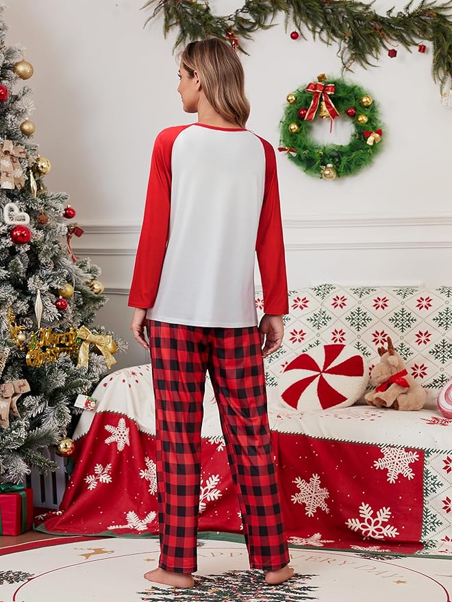 YIJIU Christmas Pajamas Cute Deer Print Long Sleeve Totem PJS Set