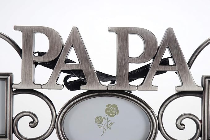 LASODY Papa Picture Frame,Cherish Every Memory,6 opening photo collage,Antique Silver,Father Day GiftsLasody Fathers Day And Mothers Day Collage Picture Frame (3”X2“+2“x2", Papa)