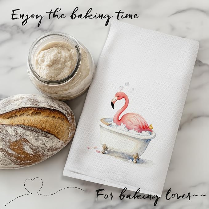 Funny Flamingo Bathroom Hand Towels, Flamingo Lover Gifts, Humor Bathing Flamingos Animal Decorative Hand Towels for Bathroom Washroom Restroom, 16x24 Inch Set of 3