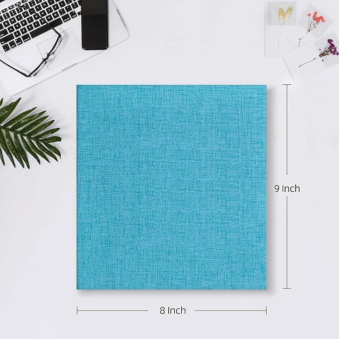 Mublalbum Small Photo Album 4x6 200 Photos Linen Cover Picture Book with Horizontal Pockets for Family Wedding Baby and Anniversary (Blue)