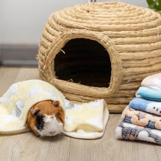 CUSOZWO Guinea Pig Bedding Mat 6 Pack, Soft Fleece Small Pet Blankets | Washable Small Animal Cage Liners Sleep Mat Accessories for Rat, Rabbit, Hamster, Hedgehog (13.7x13.7in)