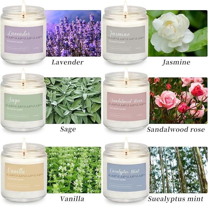 Holiday Scented Candle Gift Set, 6 Pack Natural Soy Candles for Home, Long Lasting Christmas Gifts for Women, Men, Friends & Family, Winter Aromatherapy Candle Set for Relaxing & Home Décor