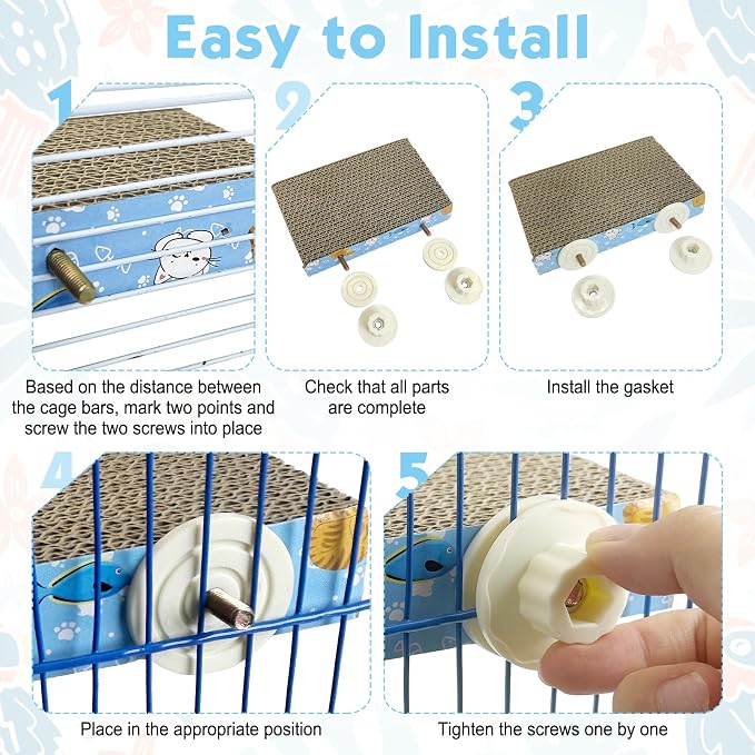 3 PCS Bird Cardboard Platform Hanging Parrot Cage Perch Bird Paw Grinding Stand Parakeet Chew Toys Parrot Cage Playground for Budgie Conure Cockatiel Finch (Small)