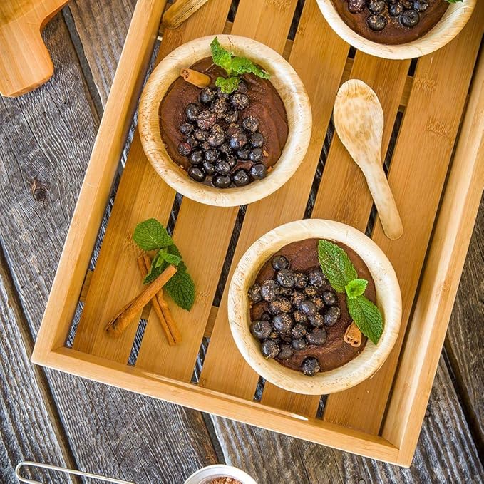 Restaurantware-22.5 x 11 x 2.75 Inch Breakfast Tray, 1 Rectangle Tray With Handles - Pallet Design, Chip-Resistant Bamboo Butler Holding Serving Platter, Shatterproof, For Meals, Snacks, And Beverages